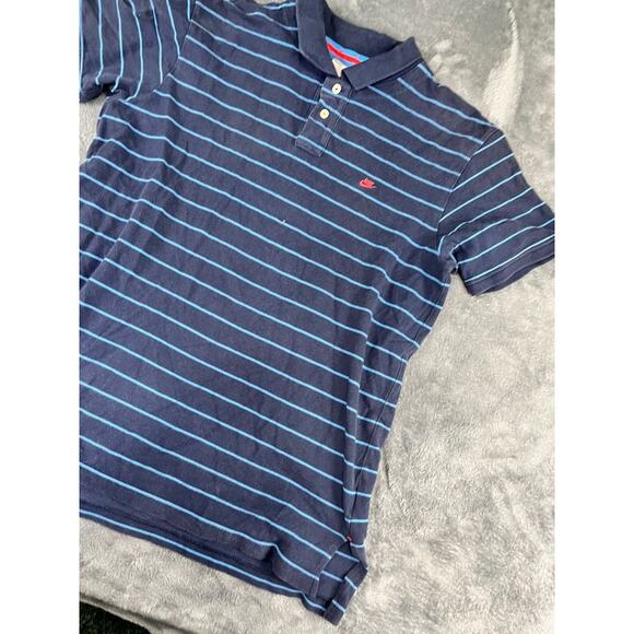 Men's Nike Dri-FIT Navy Blue Light Blue Striped Golf Polo Shirt Size 2XL EXC - Picture 6 of 10